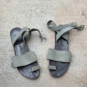 Free People Olive Green Suede Strappy Flat Sandals